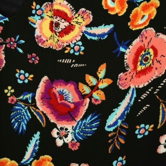 As U Wish Cold Shoulder Dress‎ Black Pink Floral Keyhole L Large - Picture 11 of 12